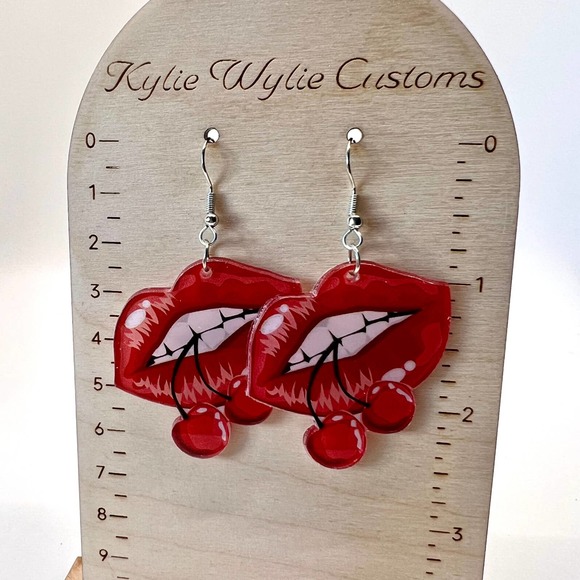 Cherry Lips Earrings - Fruit Earrings - Hot Earrings - Statement Earrings - Picture 8 of 8